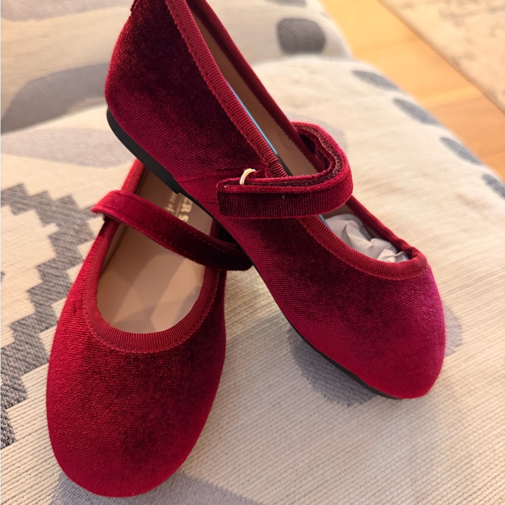 Kids Velvet Mary Jane Shoes - Red